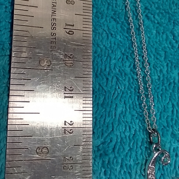 Elegant Silver Pendant Necklace initial C crystals - Picture 2 of 5